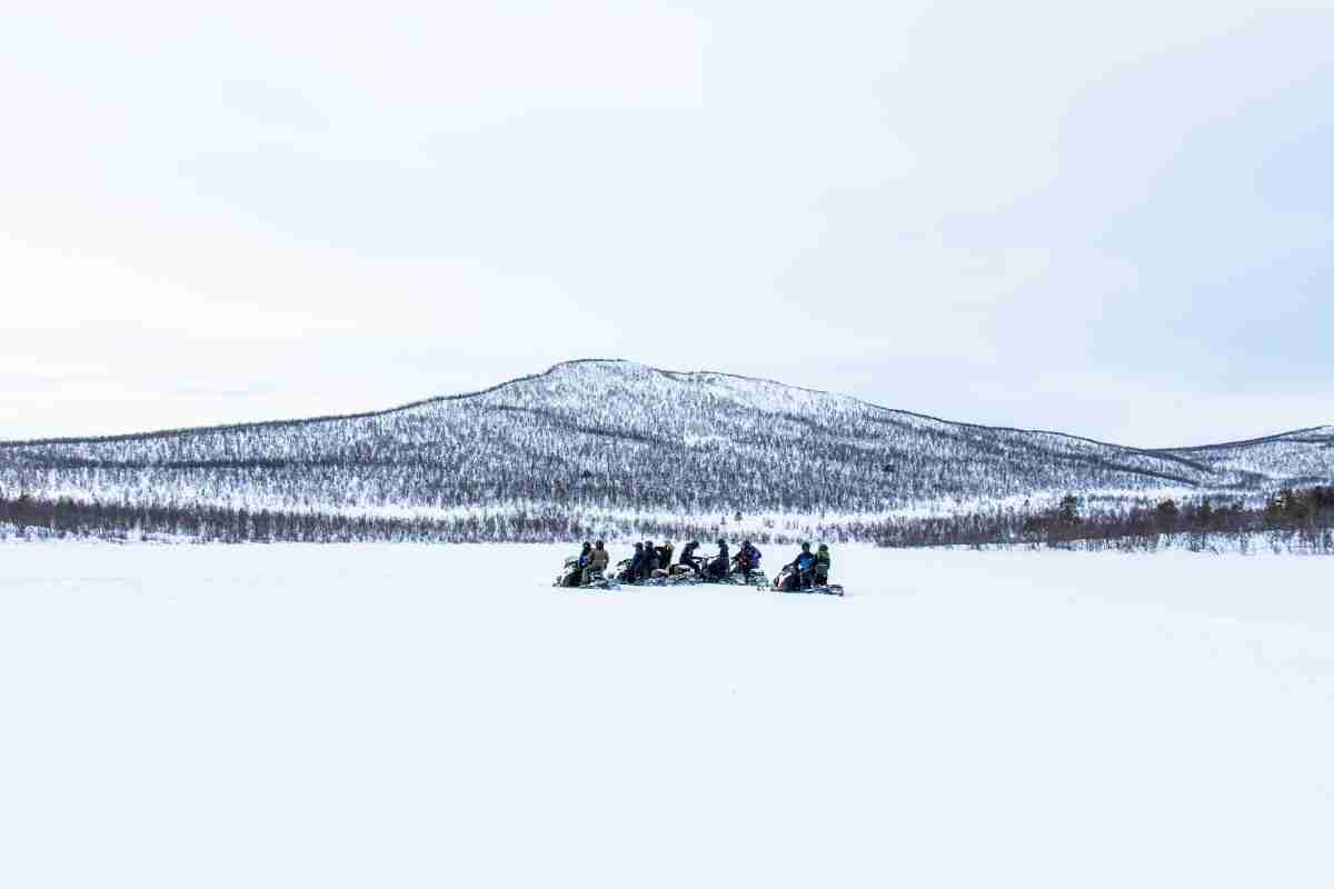 riding the snowmobiles