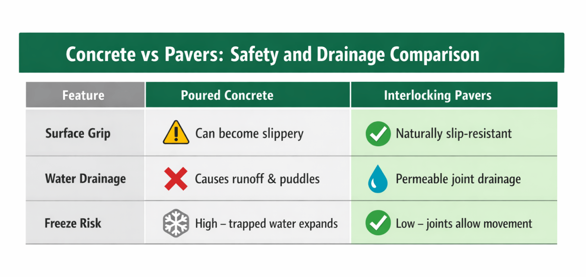 concrete vs pavers comparison graphic